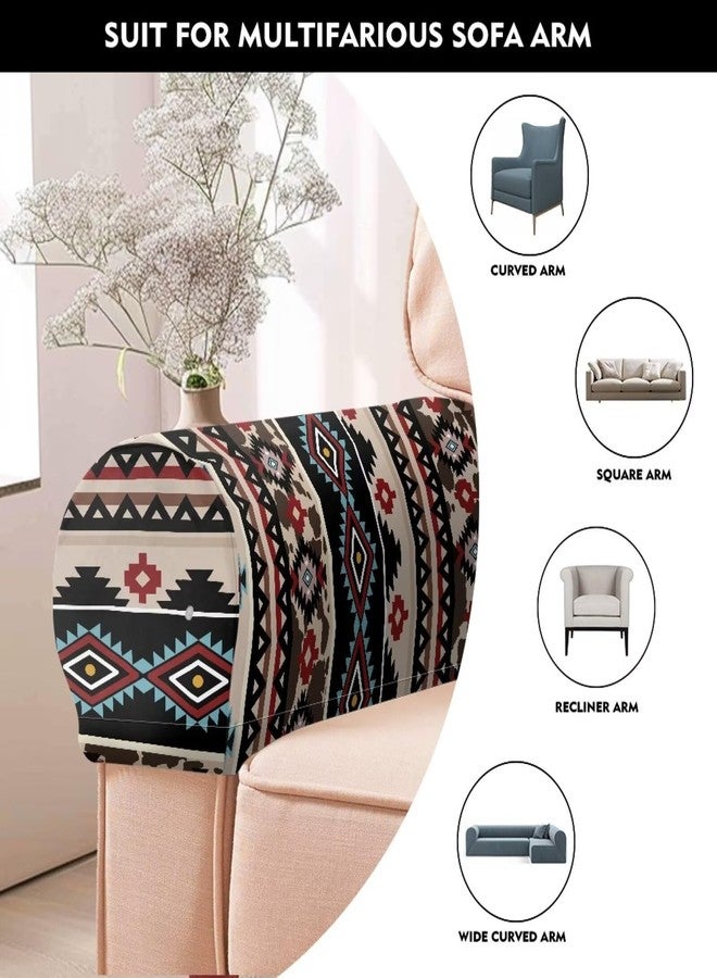 Wanzuoeng Aztec Tribal Print Armrest Covers for Sofa, One Pair Sofa Arm Cover Stretchable Couch Arm Covers, Wear-Resistant Arm Covers for Chairs Couch Sofa Armchair - Image 4